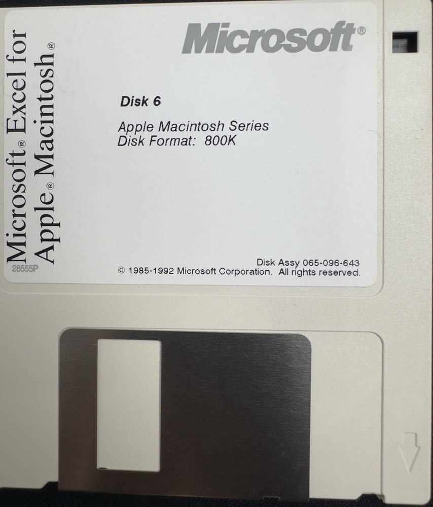 Vintage 1992 Microsoft Excel For Mac Apple Macintosh Floppy Disks Software