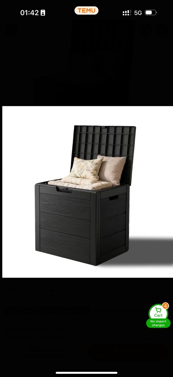 Gallon Outdoor Storage Box Rattan Garden Cushion Organizer Patio Deck Cabinet