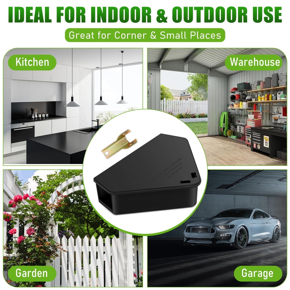 24 Pack Mice Bait Stations with Keys, Triangle Mouse Stations, Reusable Mouse...