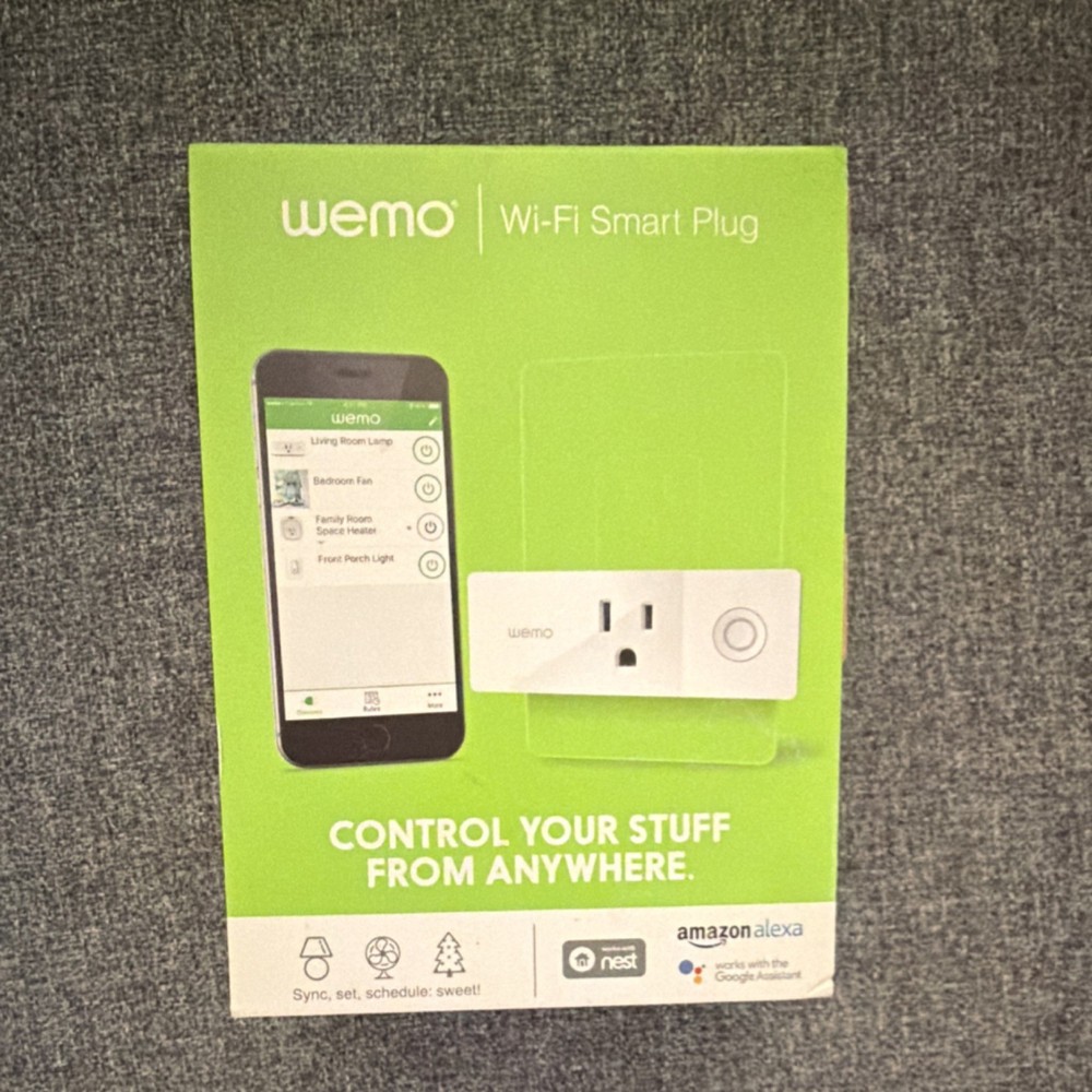 WeMo Wi-Fi Smart Plug Mini, Alexa Google Nest Compatible, Remote Control, White