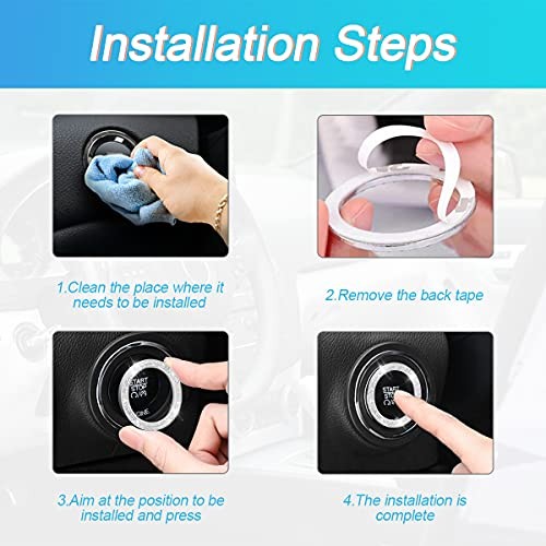 Car Bling Crystal Rhinestone Engine Start Ring Decals, 2 Pack Car Double Silver