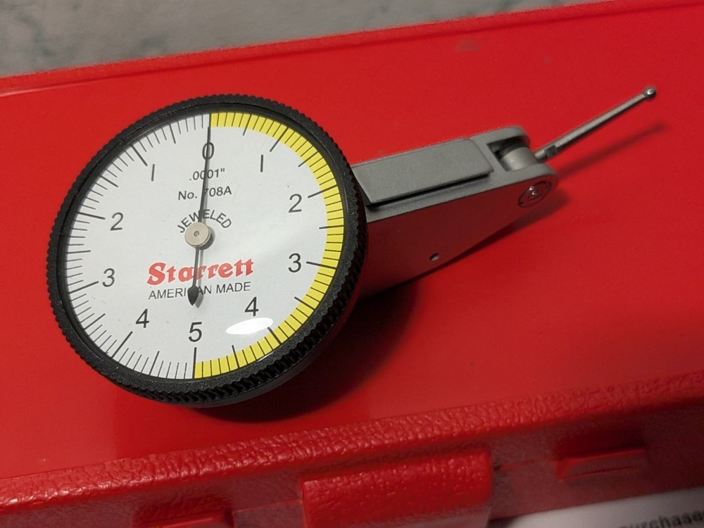 STARRETT .0001 Inch DIAL INDICATOR plus MOORE TOOLS DOG LEG INDICATOR HOLDER