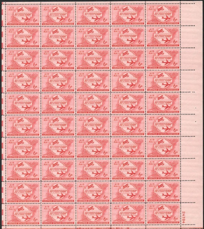 SCOTT C47 AIRMAIL POWERED FLIGHT 6 CENT MNH SHEET OF 50