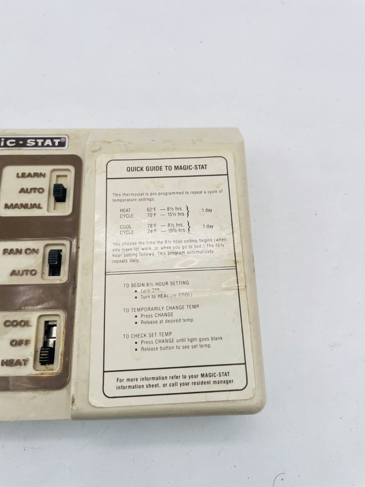 MagicStat Pre Programmed Heating & Cooling Thermostat Beige RARE