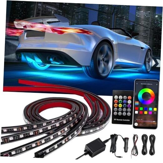 Underglow Car Lights, 4 pcs RGB-IC Smart LED Lights with APP and Multicolor