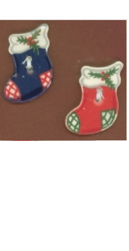 Mill Hill Ceramic Buttons 86100 red & blue stocking