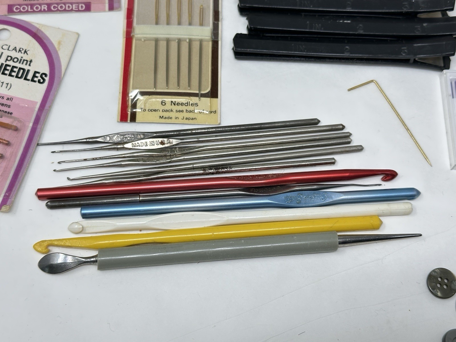 Vintage Max Klein Sewing Box Faux Wood Plastic Storage with Contents Supplies