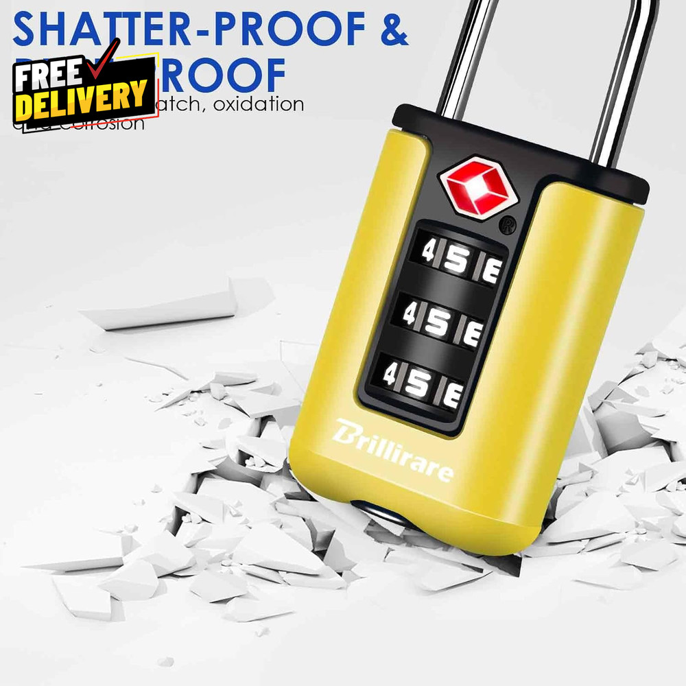 2-Pack TSA Approved Combination Luggage Locks 3-Digit Waterproof Yellow