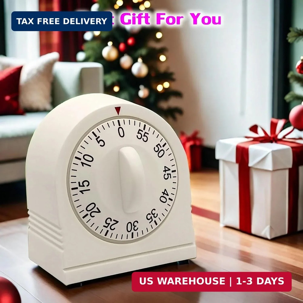 60 Minute Wind Up Timer, Visual Mechanical Timer with Loud Alarm, Manual Countdo