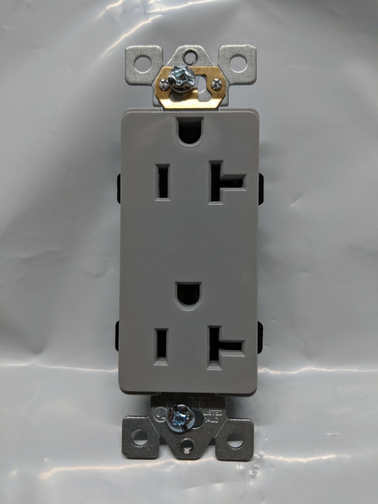 (10 pc) Decorator Duplex 20A Receptacles 20 Amp Outlets GRAY Self Grounding