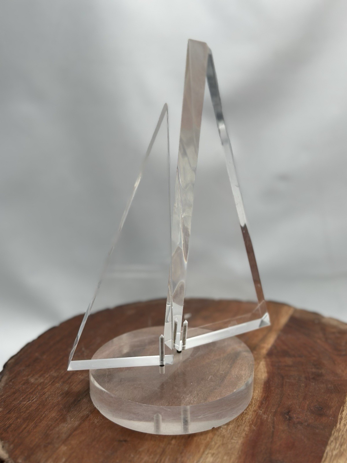 Vintage Lucite Sails Moveable On Solid Base Shelf Sitter Sailor Yacht Sailboat