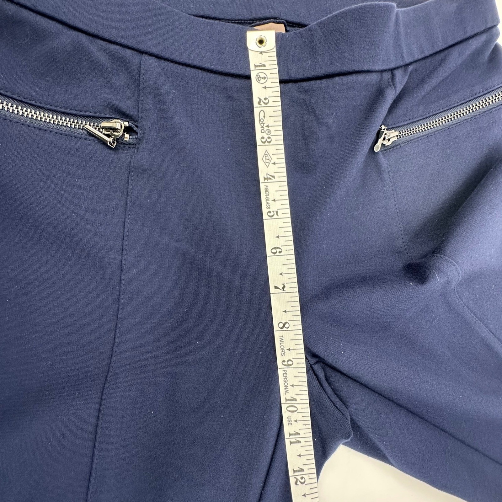 Chicos Women Pull On Pants Dark Blue Zippers Slim Leg Career Stretch Size 0 US 4