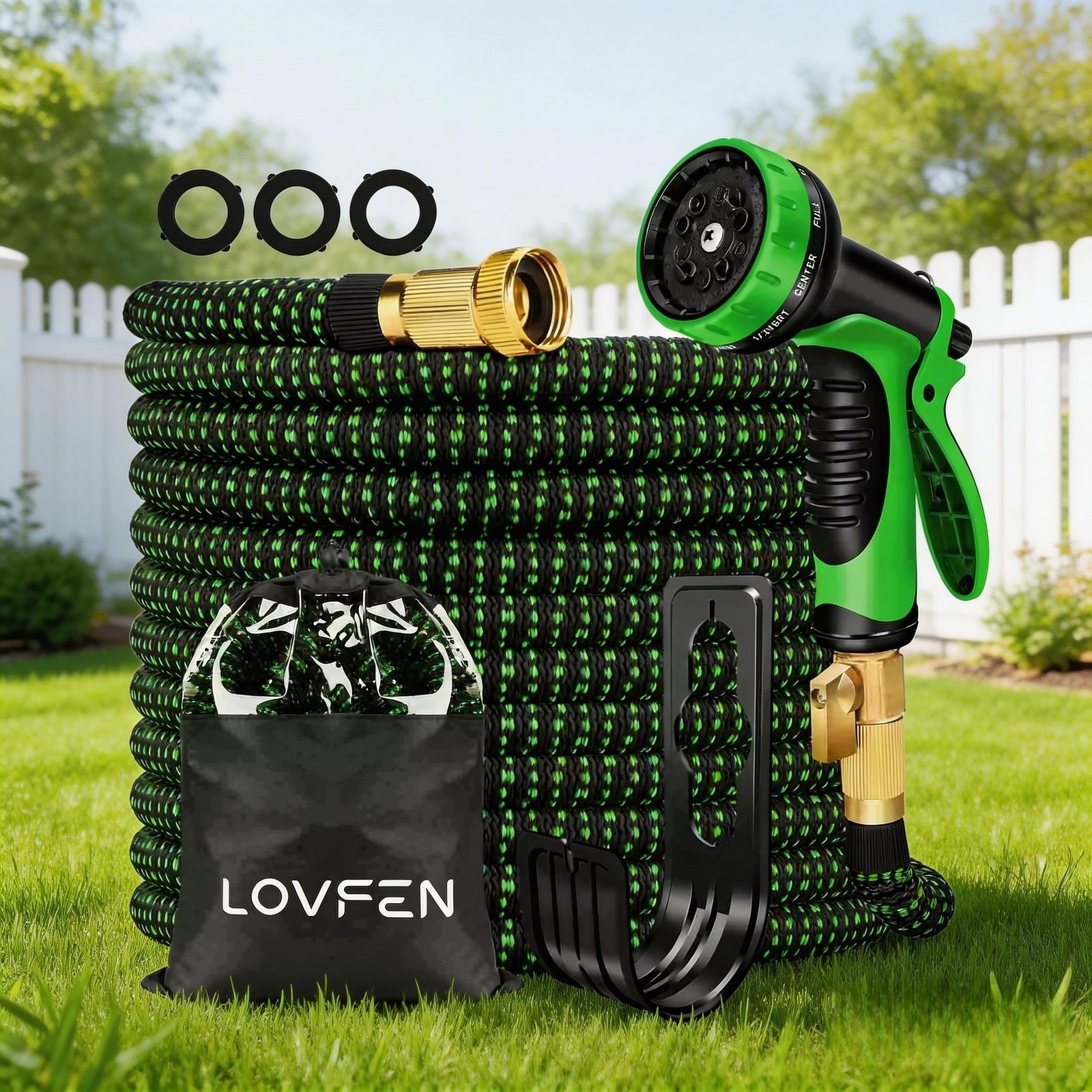 Expandable Garden Hose 25-150FT Flexible Water Hose w/10-Pattern Spray Nozzle