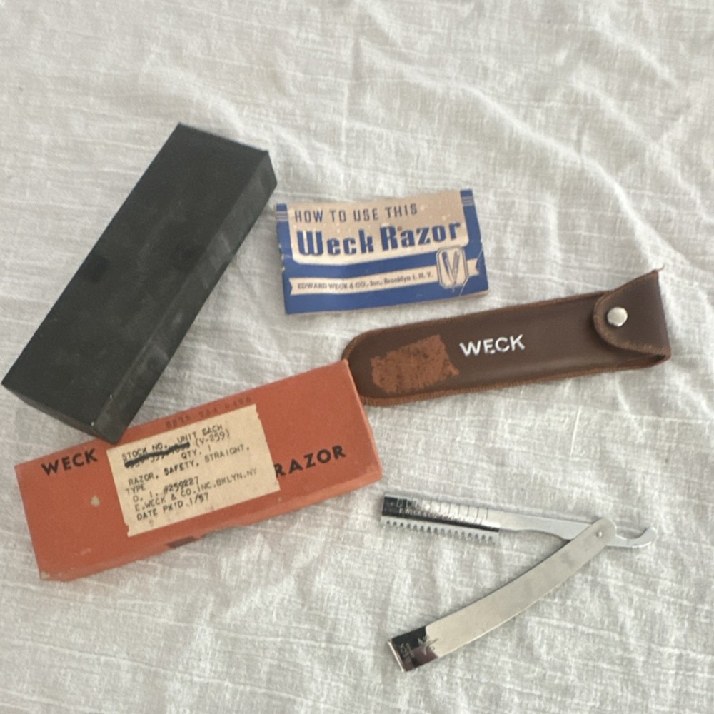 Weck Straight Razor Sextoblade Set with Leather Case, Original Box, Instructions