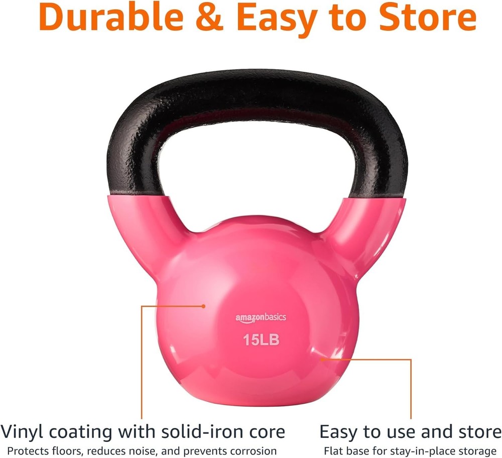 Color Coded Vinyl Kettlebell for Strength Training Weight Lifting Exercises