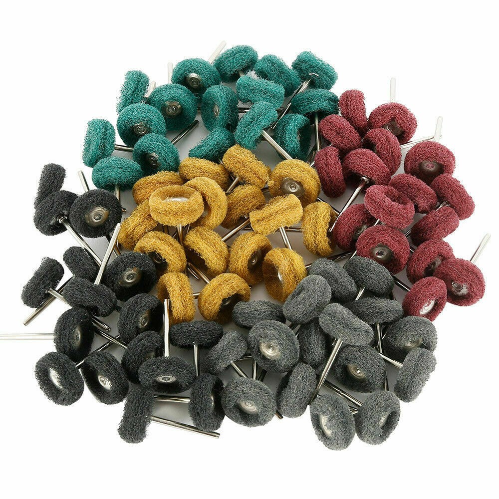 80Pack Mini Abrasive Buff Wheel Grinding Polishing Shank Craft Bits Rotary Tool