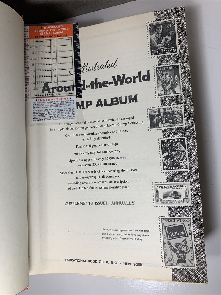 Vintage 1960 Illustrated Around-The-World Stamp Album - Without Stamps!