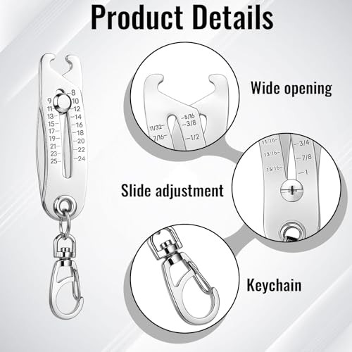4PCS Portable Thread and Length Measuring Tool Keychain Set, Includes 2 Screw