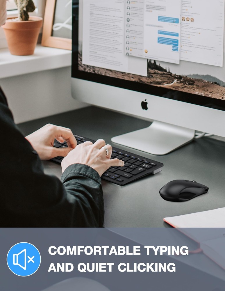 Wireless Keyboard and Mouse Combo, Mini Cordless Computer Keyboard and Mouse ...