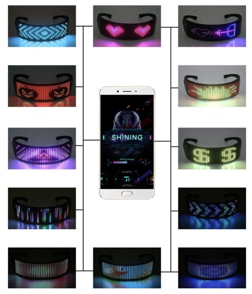 LED Customizable Bluetooth Glasses, APP Control LED Display Smart Glasses