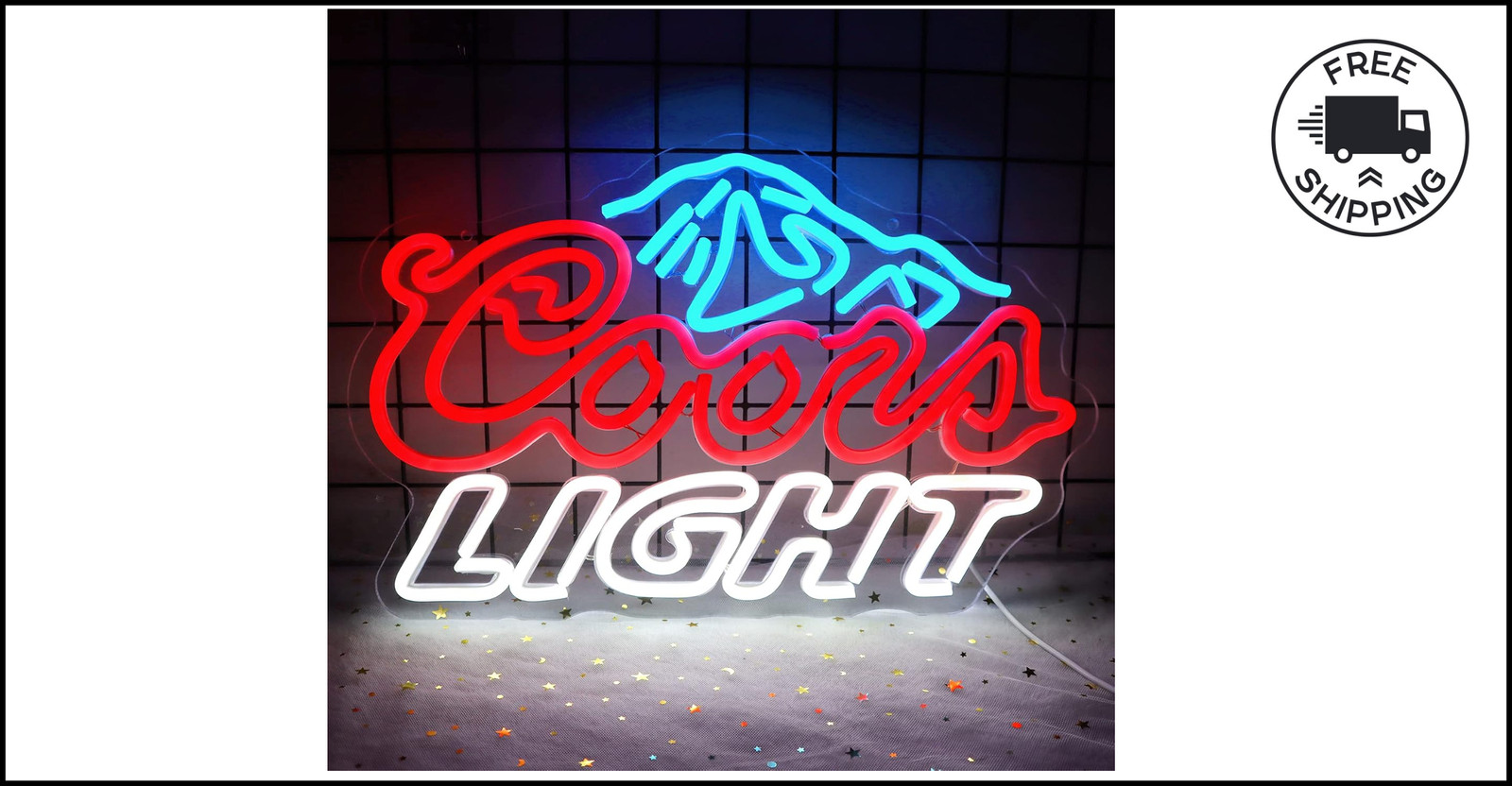 LED Neon Beer Sign Man Cave Home Bar Wall Decor Light Up Mountain Pattern