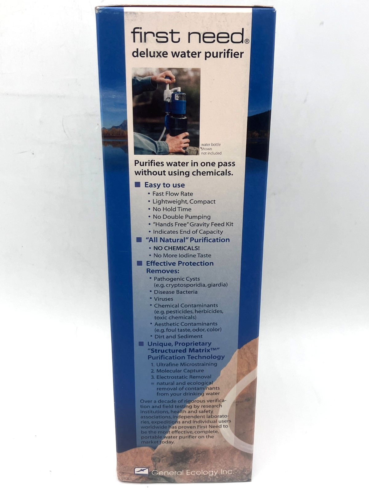 First Need General Ecology Portable Deluxe Water Purifier Made In USA NEW