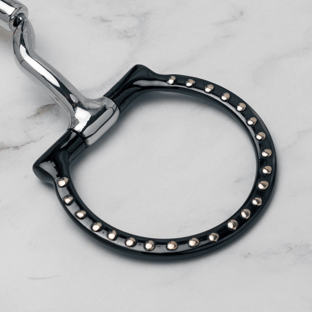 NY Tack 5" Western Silver Dotted D Ring Low Port Copper Rollers Snaffle Bit