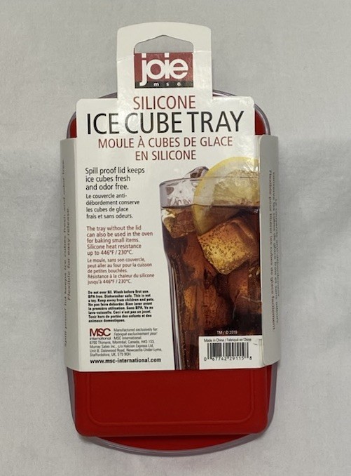 Joie Ice Cube Tray Covered-Stackable No-Spill Removable Lid 15 Cubes RED NEW
