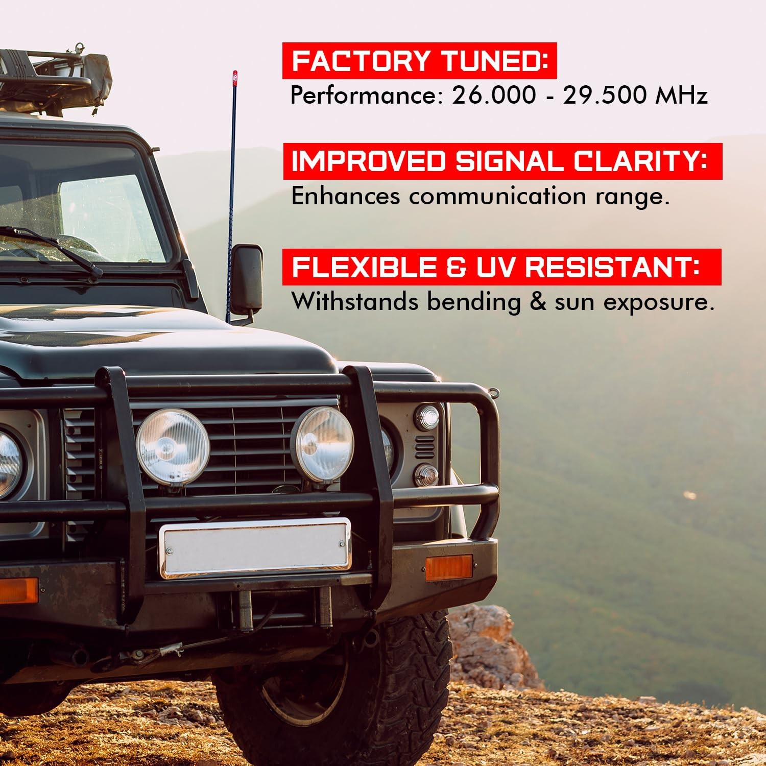 Prostick 3 Foot Fiberglass 1000 Watt Black CB Radio Antenna with Heavy Duty S...