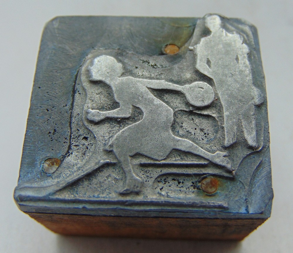 Printing Letterpress Printers Block Lady Bowling