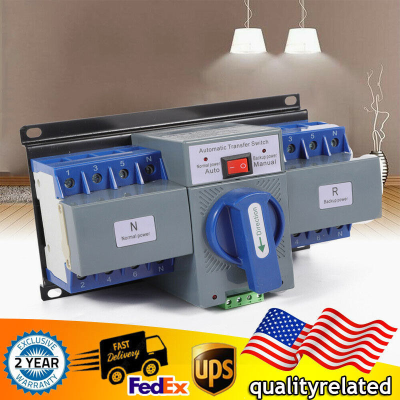 63A 4P ATS Dual Power Automatic Transfer Switch kit Generator Changeover Switch