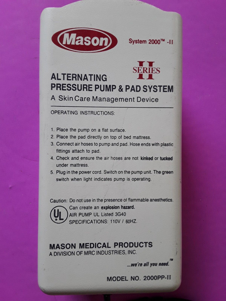 Mason System 2000-II Alternating Pressure Pump Model 2000PP-II Tested Working