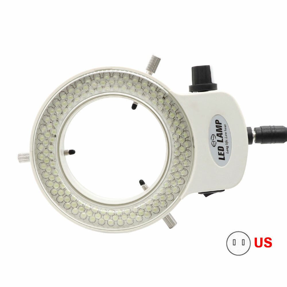 Microscope 144 LED Bulbs Microscope Ring Light Illuminator Lamp Adjust US Plug