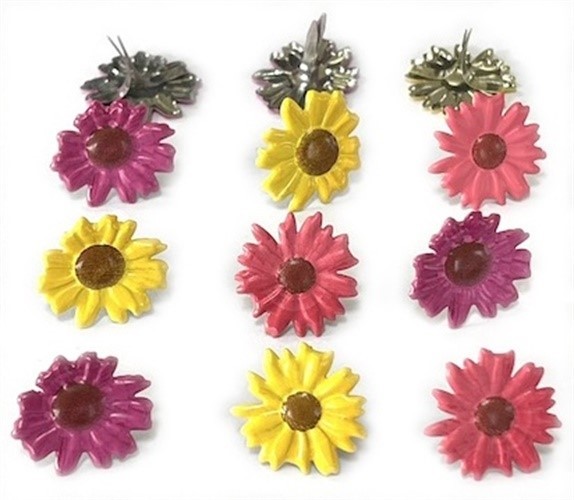 Eyelet Outlet Shape Brads 12/Pkg-Colored Daisy