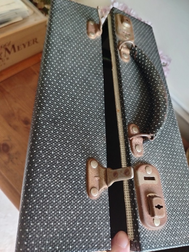 Vintage Record Case 12" Double Opening Box 1950's Black