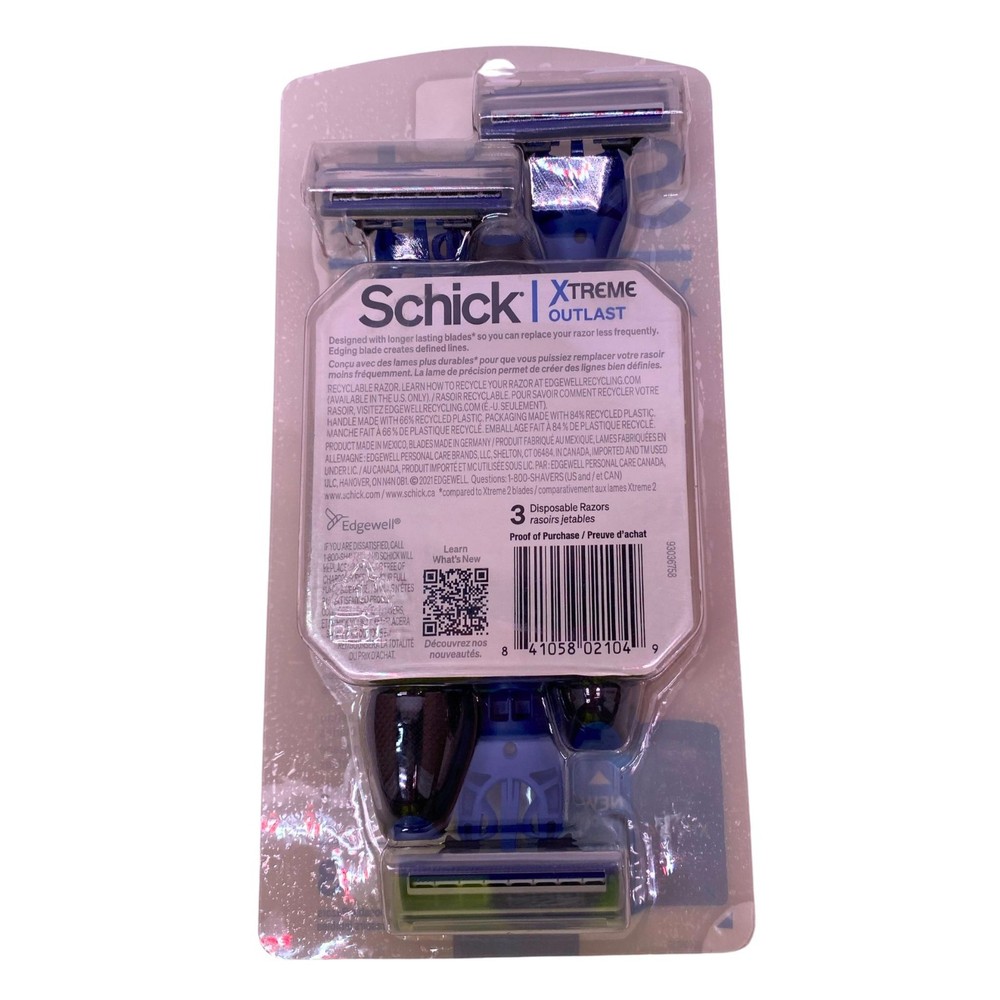Schick Hydro Silk 5 Sensitive Care Razor Handle + 2 Refills 6 Pack Bundle New.