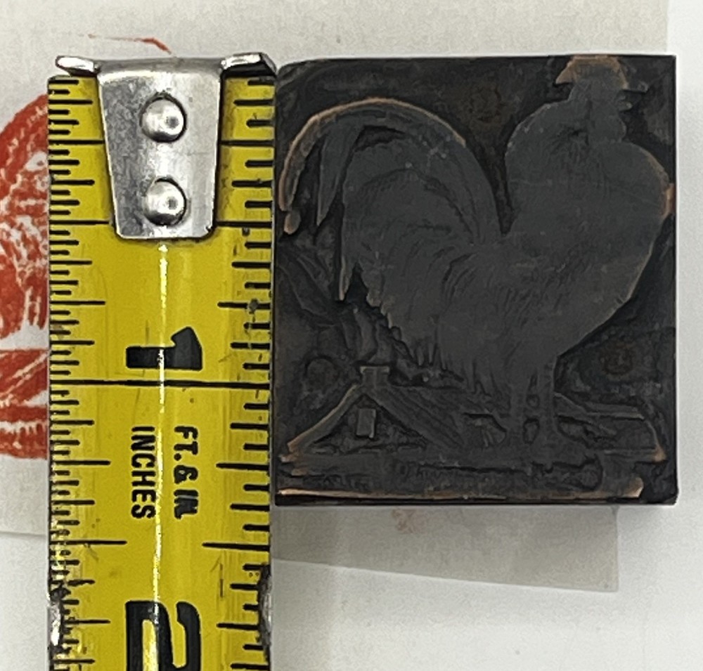 Letterpress Print Block Rooster VTG