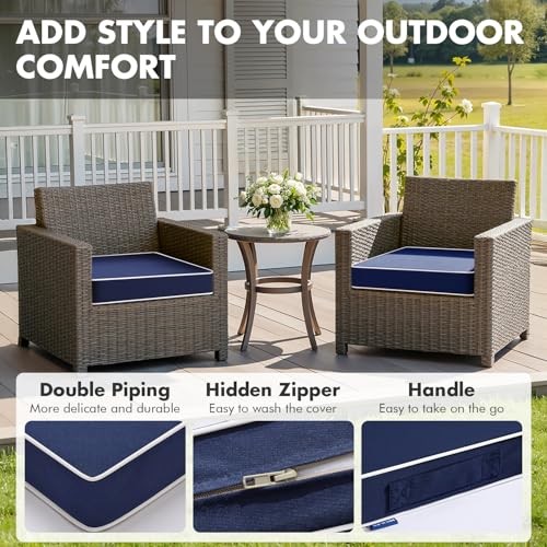 19 x 19 x 3 Outdoor Chair Cushions Waterproof 19 x 19 x 3 Inch 2 Navy Blue