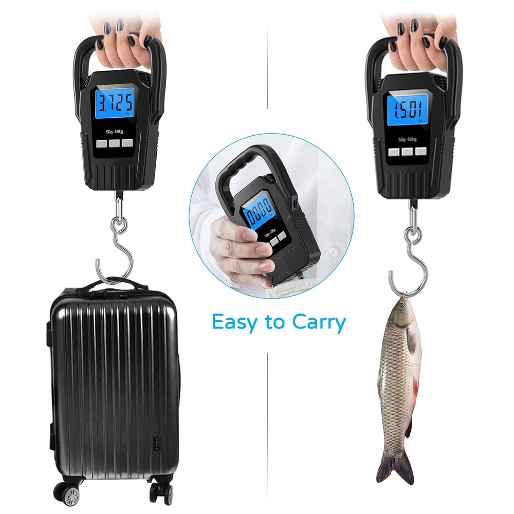Portable Hanging Scale with Data Lock & Backlit Display - 110lb Capacity