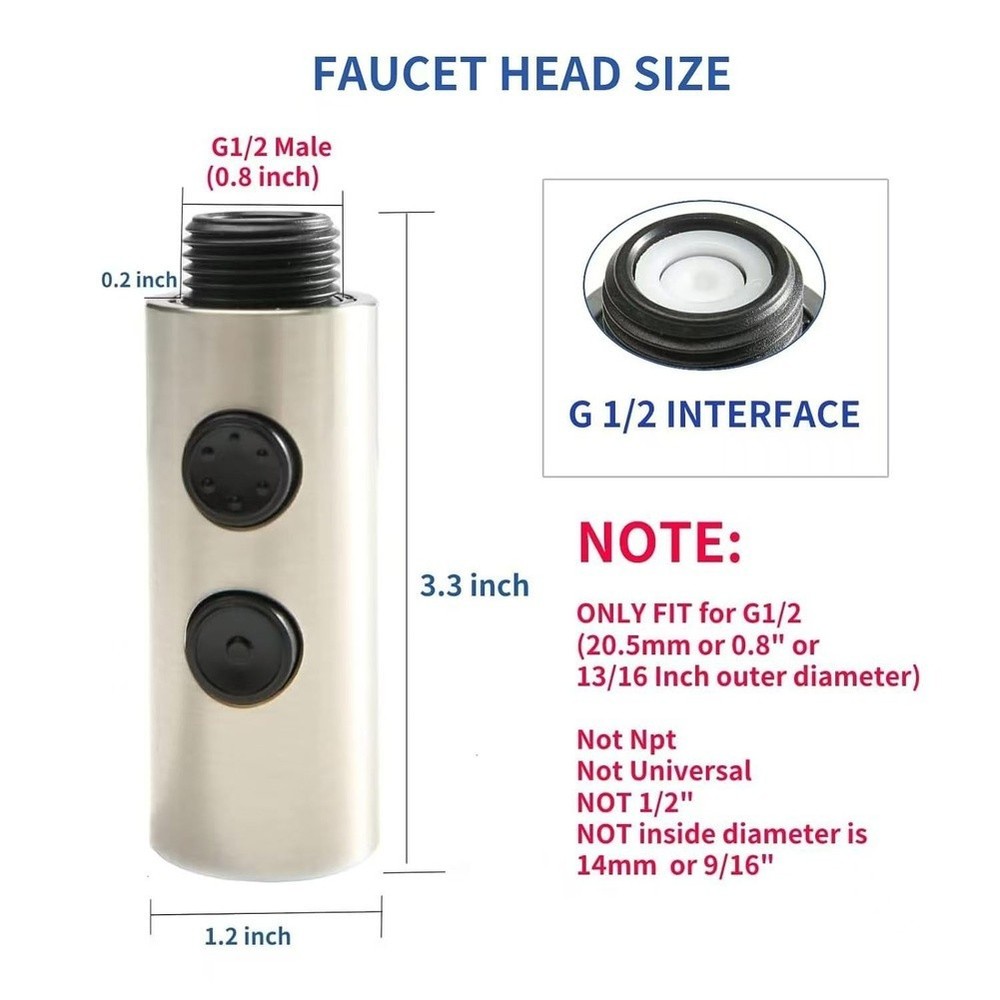 Replacement Kitchen Faucet Pull Out Spray Head with Two Spray Mode Options