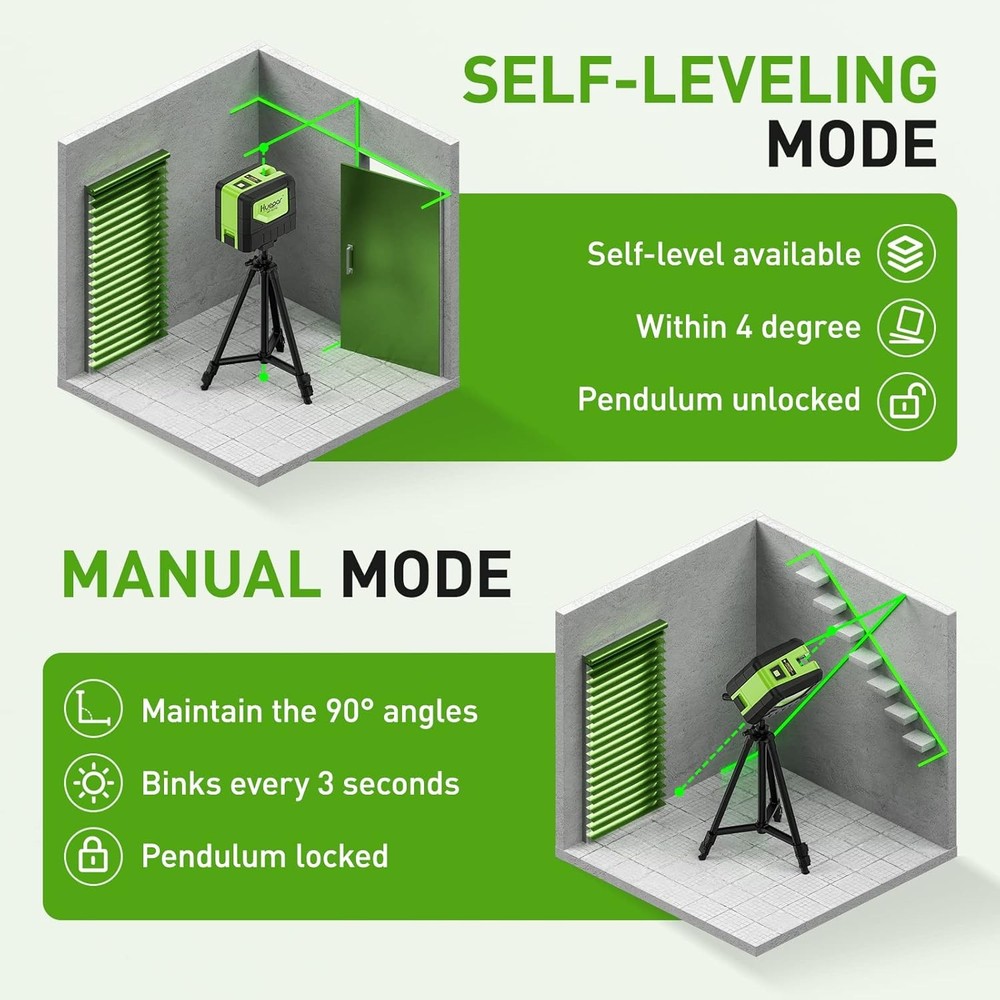Laser Level W/ 2 Plumb Dots 2 Plumb Points & 2 Cross Line Alignment Laser Level