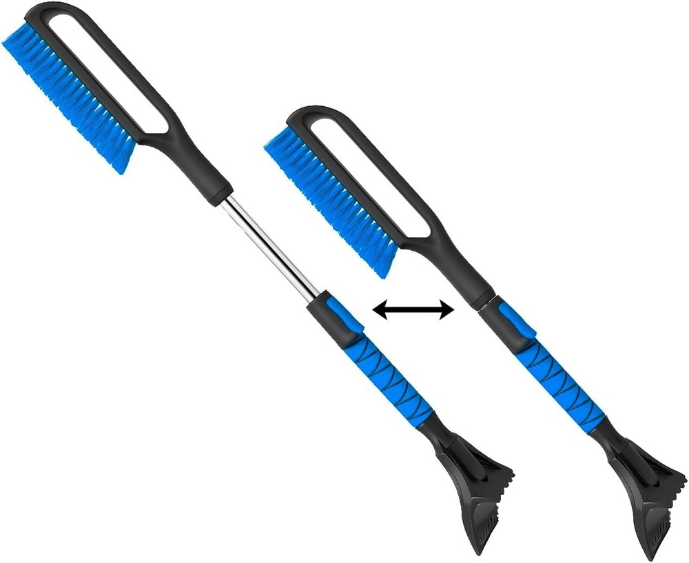 Extendable Ice Scraper for Windshield with Detachable Brush - Ergonomic Design