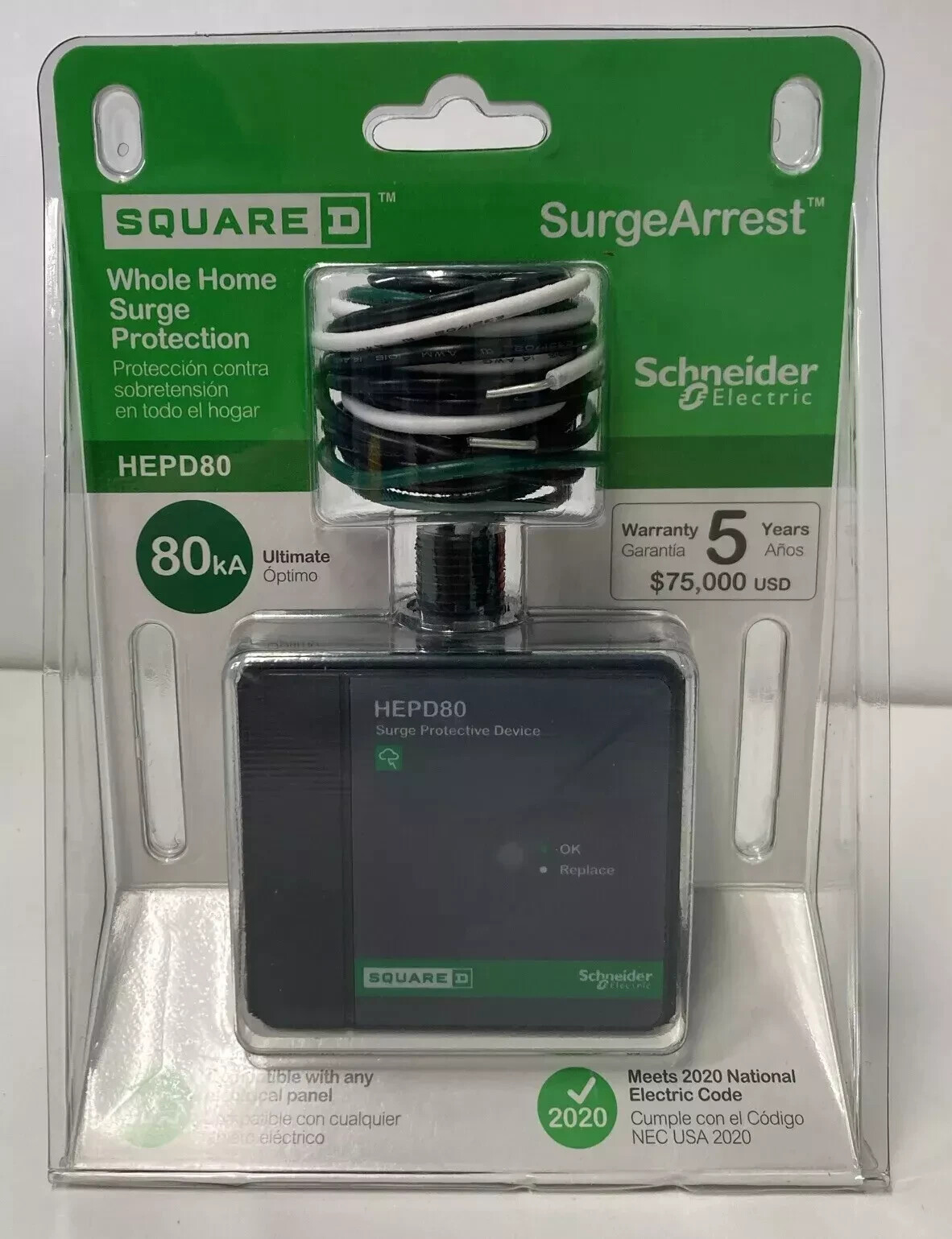 Square D HEPD Whole Home Electronics Protective Device, AC Surge Protection 80kA