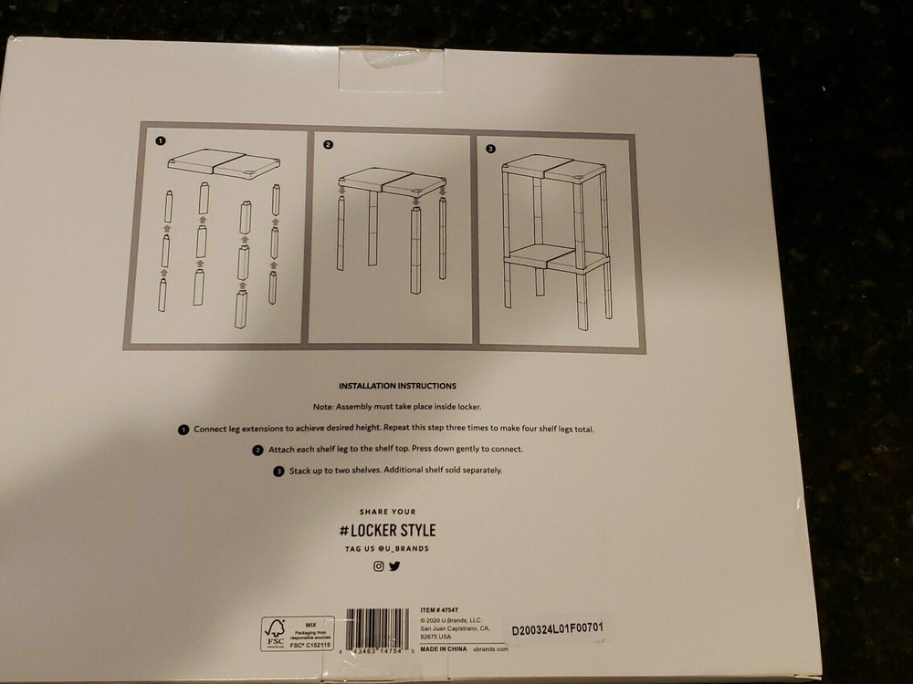 U-Brands Locker Style White Adjustable Locker Shelf 3 Different Heights A321