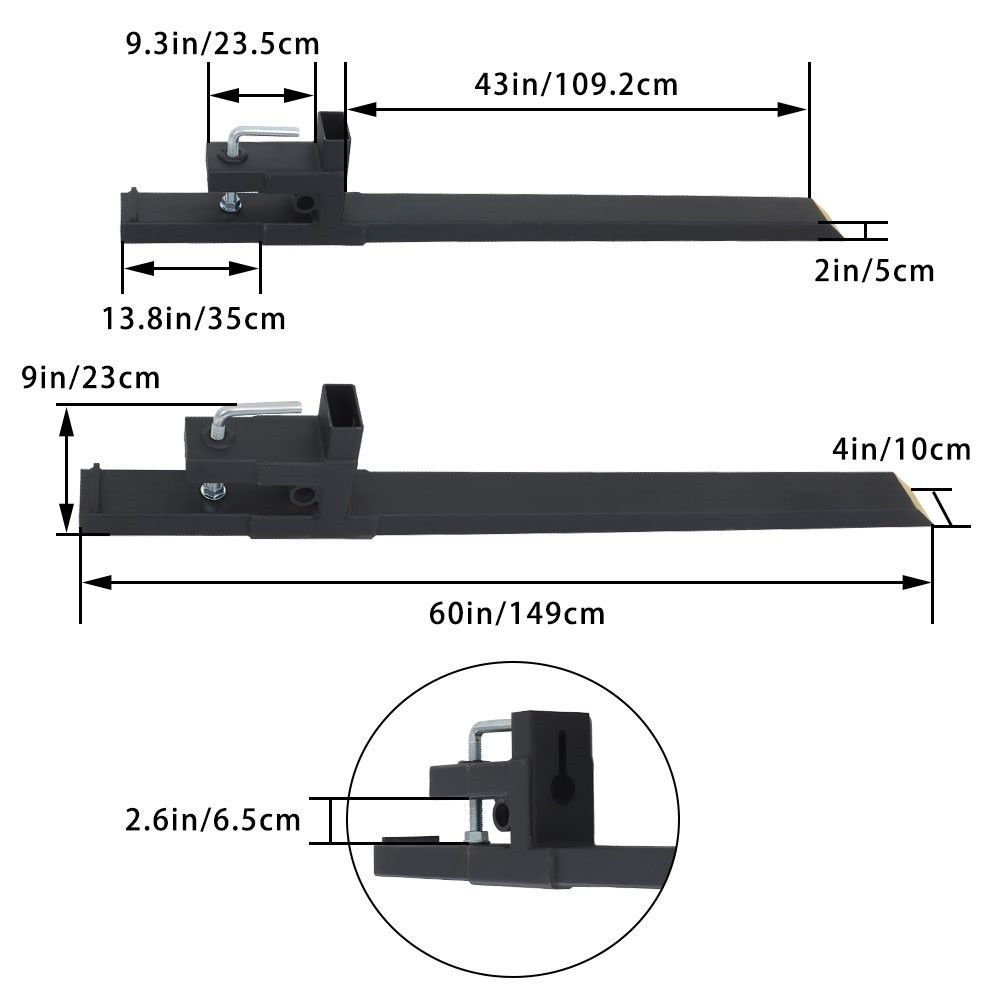 Clamp On Bucket Loader Attachment Skid Steer Tractor Pallet Forks 60" 4000Lbs