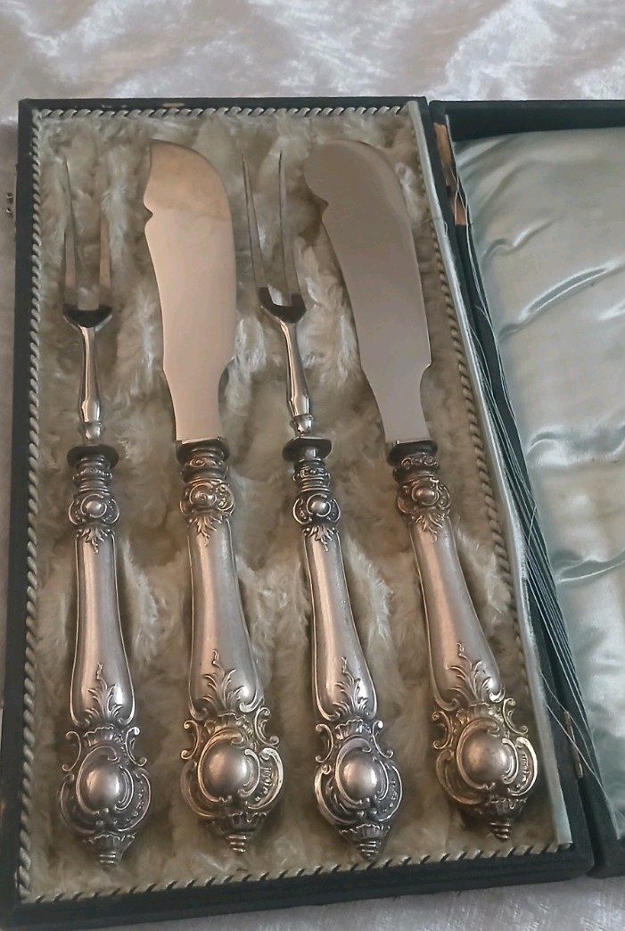 Antique 800 German Silver Fish Set Original Box W. Schwechten Berlin 1853-1902