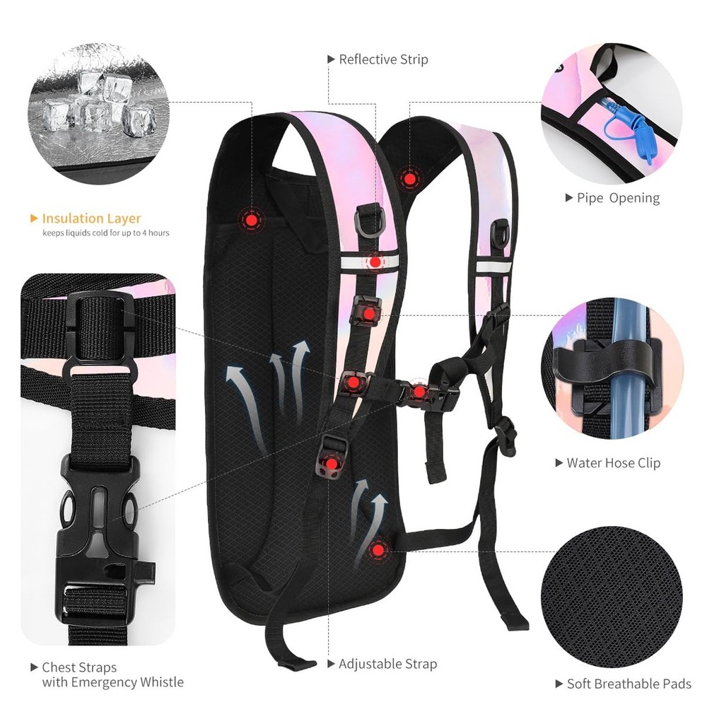 Hydration Backpack with 2L Water Bladder, Raves Water Backpack, Lightweight I...