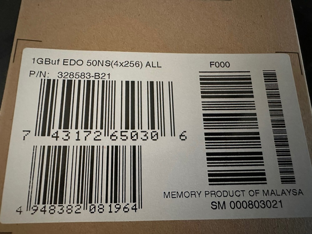GENUINE Compaq 1GB 4x256MB ECC 50NS Memory EDO DRAM DIMM