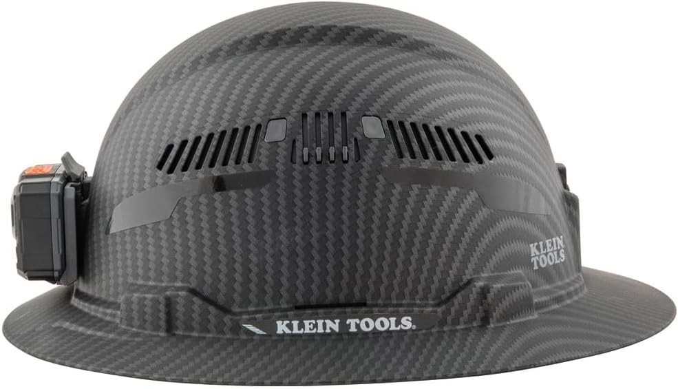 Klein Tools 60347 Vented Hard Hat, Full Brim, Rechargeable Lamp, KARBN Pattern