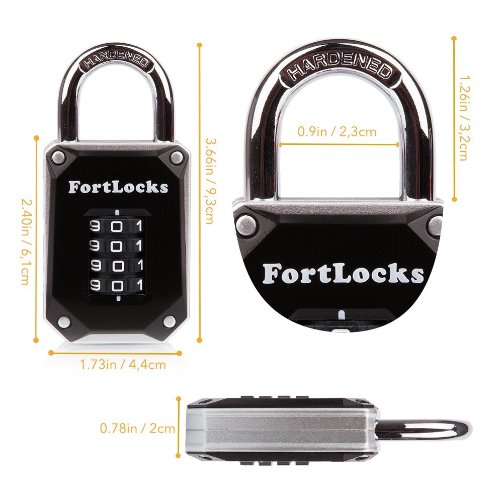 2 Pack Heavy Duty Waterproof Resettable Combination Lock 4 Digit Silver